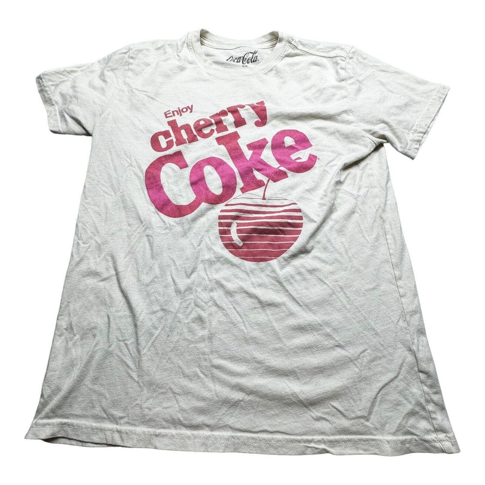Coca-Cola Women's T-Shirt Size Large Enjoy Cherry Coke Cream Color